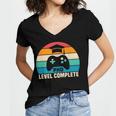 PhD Level Complete Graduation Doctorate In Philosophy Women's Jersey Short Sleeve Deep V-Neck Tshirt