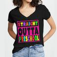 Pink STRAIGHT OUTTA Preschool PRE-K Graduation Women's Jersey Short Sleeve Deep V-Neck Tshirt