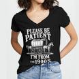 Playful Pace Humor Please Be Patient I'm From The 1900s Women's Jersey Short Sleeve Deep V-Neck Tshirt