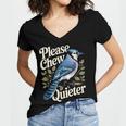 Please Chew Quieter Introvert Christmas Bird Watcher Women's Jersey Short Sleeve Deep V-Neck Tshirt