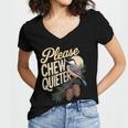 Please Chew Quieter Introverts Casual Everyday Women's Jersey Short Sleeve Deep V-Neck Tshirt