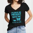 Please Be Patient With Me I'm From The 1900s Pixel Wagon Women's Jersey Short Sleeve Deep V-Neck Tshirt