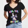 Preschool Graduate Shirt ABC 123 Mic Drop Llama Graduation Women's Jersey Short Sleeve Deep V-Neck Tshirt