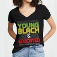 Proud African American Educated Graduation Women's Jersey Short Sleeve Deep V-Neck Tshirt