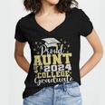 Proud Aunt Of 2024 College Graduate Family 24 Graduation Women's Jersey Short Sleeve Deep V-Neck Tshirt