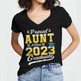 Proud Aunt Of a Class Of 2023 Graduate Senior Graduation Women's Jersey Short Sleeve Deep V-Neck Tshirt