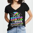 Proud Auntie Of Kindergarten Graduate 2025 Graduation Auntie Women's Jersey Short Sleeve Deep V-Neck Tshirt