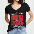 Proud Bonus Dad Of a Class Of 2025 Graduate Graduation Women's Jersey Short Sleeve Deep V-Neck Tshirt