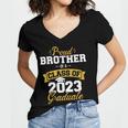 Proud Brother Of a Class Of 2023 Graduate Senior Graduation Women's Jersey Short Sleeve Deep V-Neck Tshirt