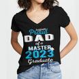 Proud Dad Of 2023 Class Master Graduate Family Graduation Women's Jersey Short Sleeve Deep V-Neck Tshirt