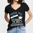 Proud Dad Of Two 2018 Graduates Twin Dads Graduation Women's Jersey Short Sleeve Deep V-Neck Tshirt