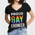 Proud Gay Engineer LGBTQ Rainbow Engineering Graduation Women's Jersey Short Sleeve Deep V-Neck Tshirt