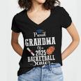 Proud Grandma Of 2025 Basketball Senior Graduation Day Women's Jersey Short Sleeve Deep V-Neck Tshirt