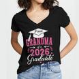 Proud Grandma Of a Class Of 2026 Graduate For Graduation Women's Jersey Short Sleeve Deep V-Neck Tshirt