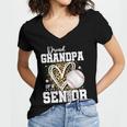 Proud Grandpa Of A 2026 Senior Baseball Graduation Leopard Women's Jersey Short Sleeve Deep V-Neck Tshirt