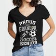Proud Grandpa Of a Soccer Senior Class Of 2026 Graduation Women's Jersey Short Sleeve Deep V-Neck Tshirt