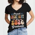 Proud Great Aunt Of a Class Of 2026 Graduate Graduation Women's Jersey Short Sleeve Deep V-Neck Tshirt