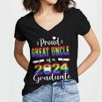 Proud Great Uncle Of 2024 Graduate Class 2024 Graduation Women's Jersey Short Sleeve Deep V-Neck Tshirt