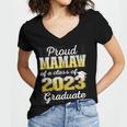 Proud Mamaw Of 2023 Graduate Class 2023 Graduation Family Women's Jersey Short Sleeve Deep V-Neck Tshirt