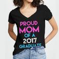 Proud Mom Of A 2017 Graduate Graduation Tee T-Shirt Women's Jersey Short Sleeve Deep V-Neck Tshirt