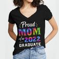 Proud Mom Of a 2022 Graduate Matching Tie Dye Graduation Women's Jersey Short Sleeve Deep V-Neck Tshirt