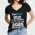 Proud MOM Of A 8th Grade Graduate 2025 Elementary Graduation Women's Jersey Short Sleeve Deep V-Neck Tshirt