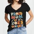 Proud Mom Of A Class Of 2023 Graduated Graduation Women Women's Jersey Short Sleeve Deep V-Neck Tshirt