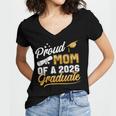 Proud Mom Of A Class Of 2026 Graduate Senior 2026 Graduation Women's Jersey Short Sleeve Deep V-Neck Tshirt