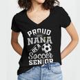 Proud Nana Of a Soccer Senior Class Of 2026 Graduation Women's Jersey Short Sleeve Deep V-Neck Tshirt