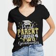 Proud Parent Of Two 2024 Graduate Class 2024 Graduation Women's Jersey Short Sleeve Deep V-Neck Tshirt