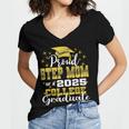 Proud Step Mom Of 2025 College Graduate Family 24 Graduation Women's Jersey Short Sleeve Deep V-Neck Tshirt