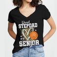 Proud Stepdad Of A 2026 Senior Basketball Graduation Leopard Women's Jersey Short Sleeve Deep V-Neck Tshirt