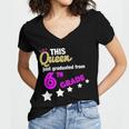 Queen 6th Grade Graduation For Girls Women's Jersey Short Sleeve Deep V-Neck Tshirt