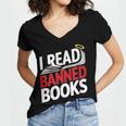 I Read Banned Books Defiant And Bold Women's Jersey Short Sleeve Deep V-Neck Tshirt