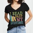 I Read Past My Bedtime Book Quote Humor Women's Jersey Short Sleeve Deep V-Neck Tshirt