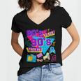 Retro 1980s 80's Baby 1990s 90's Made Me Nostalgia Birthday Women's Jersey Short Sleeve Deep V-Neck Tshirt