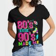 Retro 1980s 80's Baby 1990s 90's Made Me Nostalgia Vibes Women's Jersey Short Sleeve Deep V-Neck Tshirt