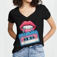 Retro 80s And 90s Cassette Perfect For Nostalgia Women's Jersey Short Sleeve Deep V-Neck Tshirt Retro 80s And 90s Cassette Perfect For Nostalgia Women's Jersey Short Sleeve Deep V-Neck Tshirt