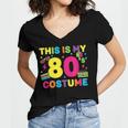 Retro 80's Costume 80s Nostalgia Party Women's Jersey Short Sleeve Deep V-Neck Tshirt