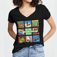 Retro Starter Pack 80s 90s Vintage Nostalgia Cassette Tape Women's Jersey Short Sleeve Deep V-Neck Tshirt