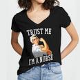Rosie Riveter Nurse Shirt Nurse Graduation Shirt Women's Jersey Short Sleeve Deep V-Neck Tshirt