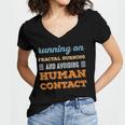 Running On Fractal Burning Social Introvert Humor Vintage Women's Jersey Short Sleeve Deep V-Neck Tshirt Running On Fractal Burning Social Introvert Humor Vintage Women's Jersey Short Sleeve Deep V-Neck Tshirt