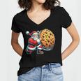 Santa Holding Cookie Xmas Baker Introvert Christmas Women's Jersey Short Sleeve Deep V-Neck Tshirt Santa Holding Cookie Xmas Baker Introvert Christmas Women's Jersey Short Sleeve Deep V-Neck Tshirt