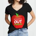 School Is Out Forever Graduation Humor Women's Jersey Short Sleeve Deep V-Neck Tshirt