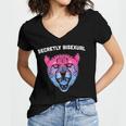 Secretly Bisexual Bi Introvert Bi Pride Antisocial LGBTQ Women's Jersey Short Sleeve Deep V-Neck Tshirt