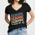 SENIOR 2023 Retro Class Of 2023 Seniors Graduation 23 Hippie Women's Jersey Short Sleeve Deep V-Neck Tshirt