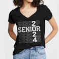 Senior 2024 Graduation Graduate Class Of 2024 Women Boy Girl Women's Jersey Short Sleeve Deep V-Neck Tshirt