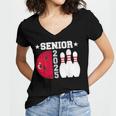 Senior 2025 Bowling Player Class Of 2025 Graduation Seniors Women's Jersey Short Sleeve Deep V-Neck Tshirt