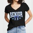 Senior 2026 Class Of 2026 Toile Coquette Bow Graduation 2026 Women's Jersey Short Sleeve Deep V-Neck Tshirt