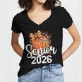 Senior Basketball Class Of 2026 Coquette Graduation Day Women's Jersey Short Sleeve Deep V-Neck Tshirt